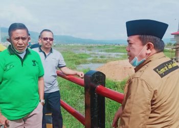 Al Haris melihat rawa sawah terlantar di Cangking, Sungaipenuh, Sabtu (31/1) pagi.