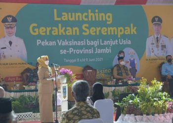 Pj Gubernur Launching Gerakan Serempak Pekan Vaksin Lansia se-Provinsi Jambi 