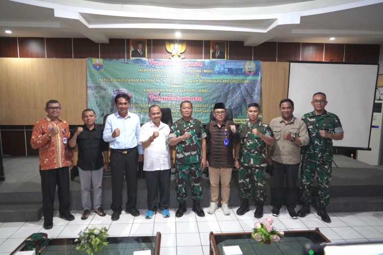 Sinergi TNI dan Pemprov Jambi: Danrem 042/Gapu dan Kadis TPHP Teken MoU Cetak Sawah Rakyat Dukung Ketahanan Pangan Nasional